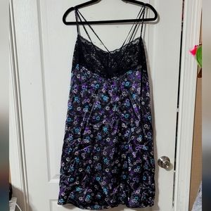 2pc Sleepwear Black Pink Purple Floral & Bathrobe Amoureuse